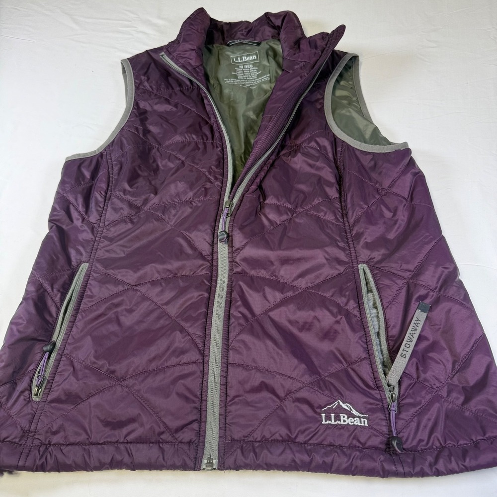 L.L. Bean PrimaLoft Packaway Puffer Vest Women's Size Med Purple Full Zip - Picture 2 of 7